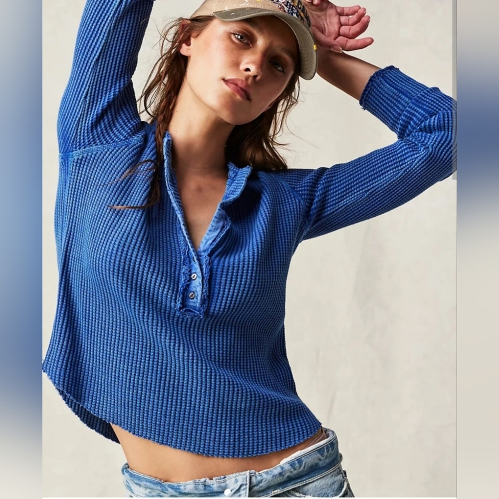 Free People Thermal Colt - Ocean Blue